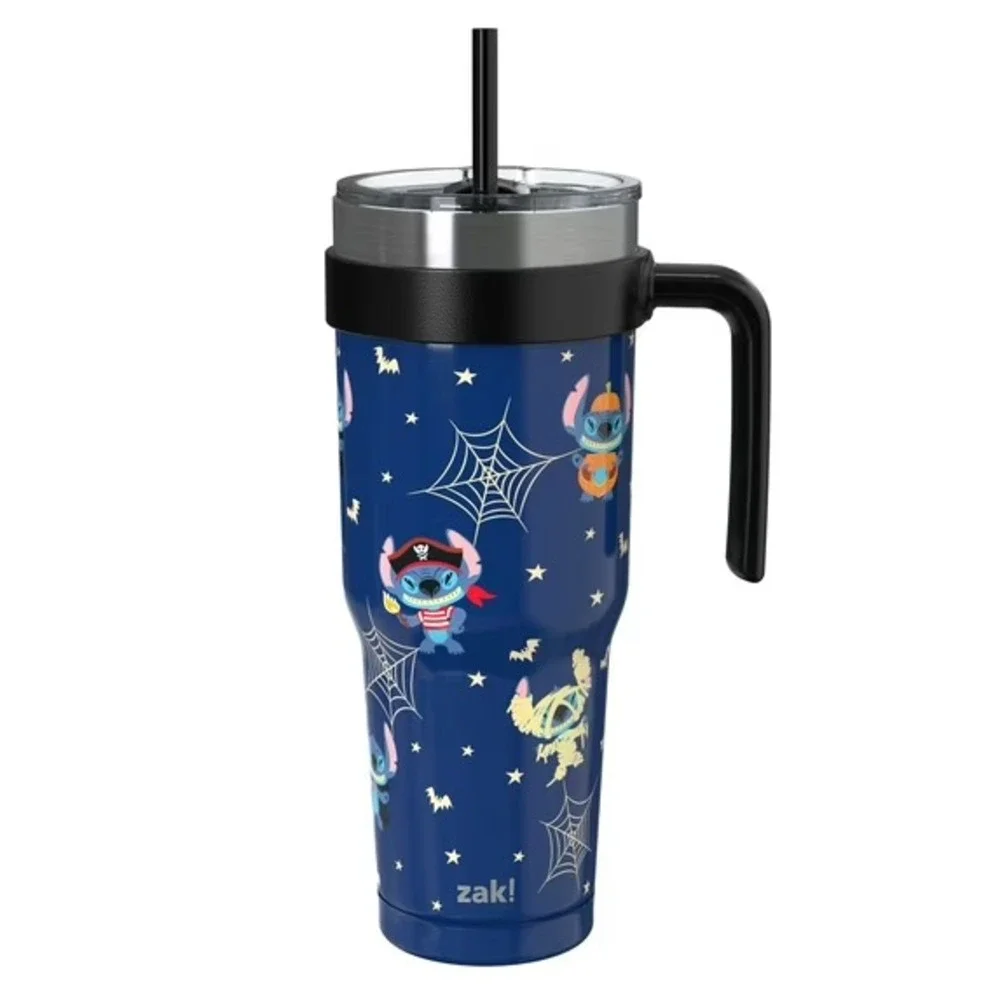Stitch Halloween Stainless Steel 40oz Tumbler‎ with Handle Lid & Straw. Navy